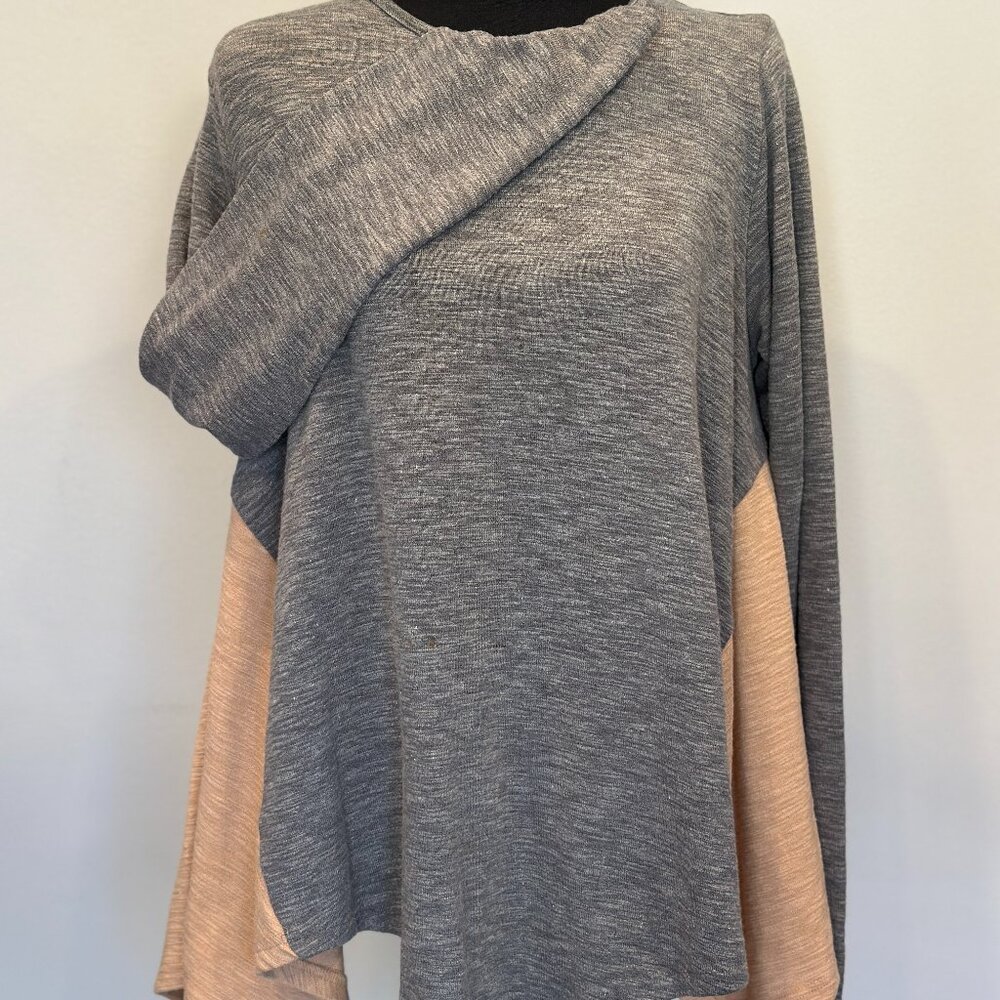 THML - Grey and Beige Color Block Sweater - Size Medium